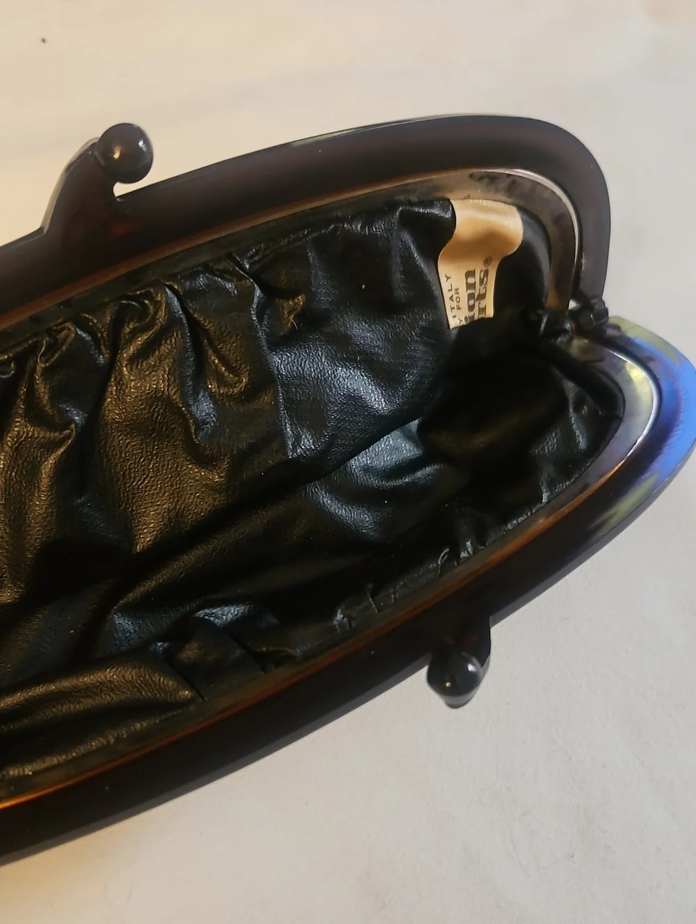 Itatian Made Black Vintage Kiss-Lock Clutch Bag
